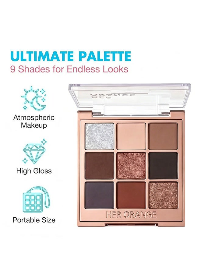 HERORANGE 9 Colors Cool Gray Oat Eyeshadow Palette, Multi Tone Blendable Pigmented Matte Shimmer Eyeshadow Powder, Long Lasting Daily & Smoky Eye Makeup 03# - Image 3