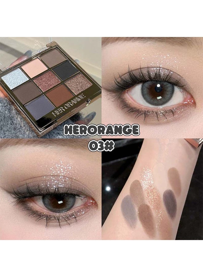 HERORANGE 9 Colors Cool Gray Oat Eyeshadow Palette, Multi Tone Blendable Pigmented Matte Shimmer Eyeshadow Powder, Long Lasting Daily & Smoky Eye Makeup 03# - Image 2