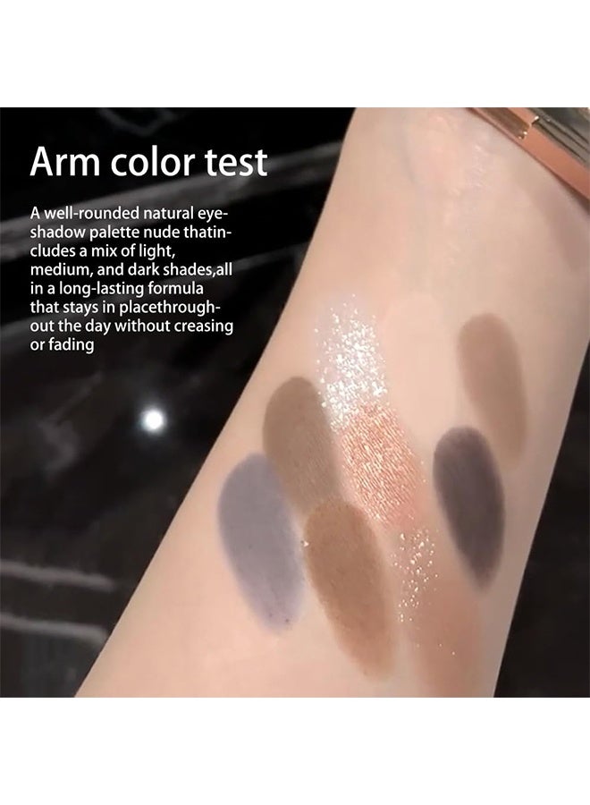 HERORANGE 9 Colors Cool Gray Oat Eyeshadow Palette, Multi Tone Blendable Pigmented Matte Shimmer Eyeshadow Powder, Long Lasting Daily & Smoky Eye Makeup 03# - Image 4