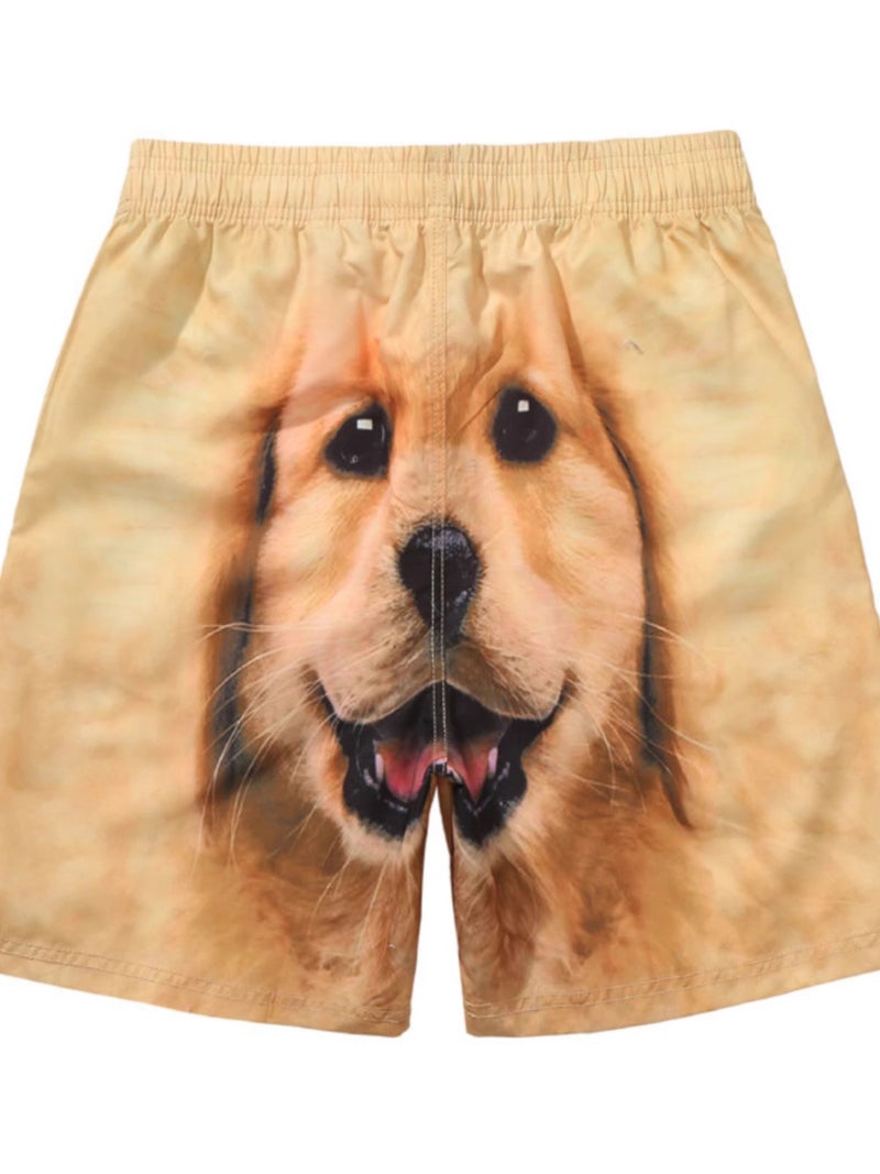Casual Couples Printed Dog Sleepwear Golden wool shorts 