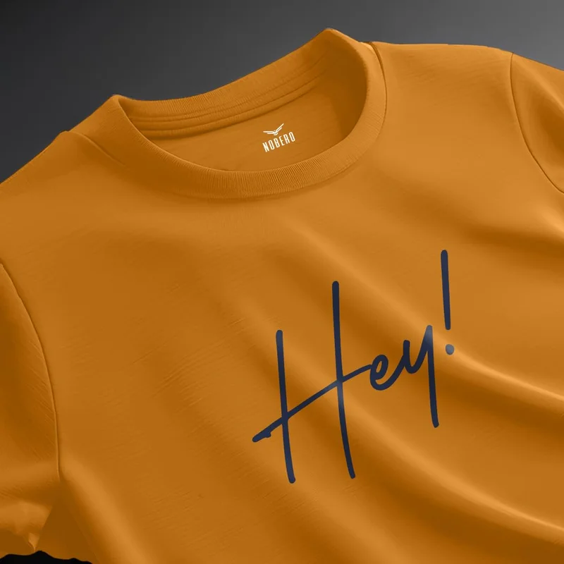 نوبيرو Men's Orange Printed T-Shirt for Men