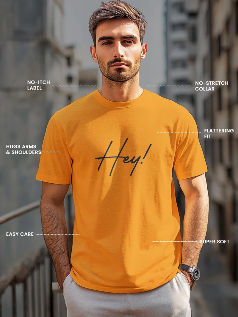 NOBERO  Men's Orange Printed T-Shirt for Men for Men | Best Price UAE