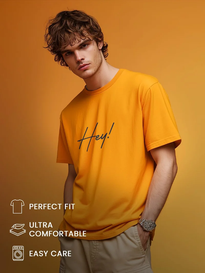 NOBERO  Men's Orange Printed T-Shirt for Men for Men | Best Price UAE