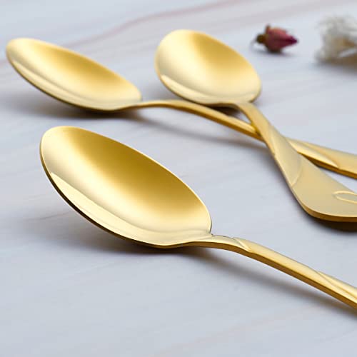 Seeshine Gold Dessert Spoon Set, Seeshine 6.5-inch Stainless Steel Shiny Gold Teaspoon, Espresso Coffee Spoon, Set of 6 - Image 4