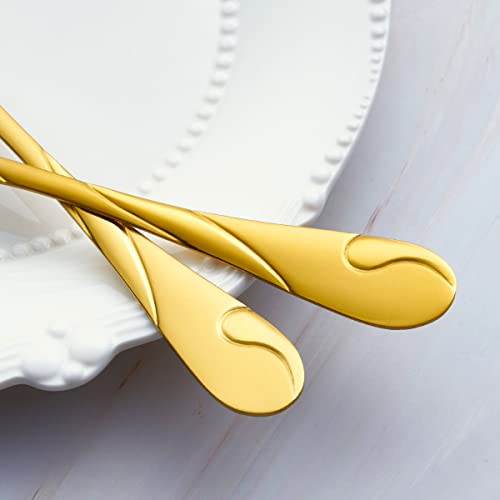 Seeshine Gold Dessert Spoon Set, Seeshine 6.5-inch Stainless Steel Shiny Gold Teaspoon, Espresso Coffee Spoon, Set of 6 - Image 5