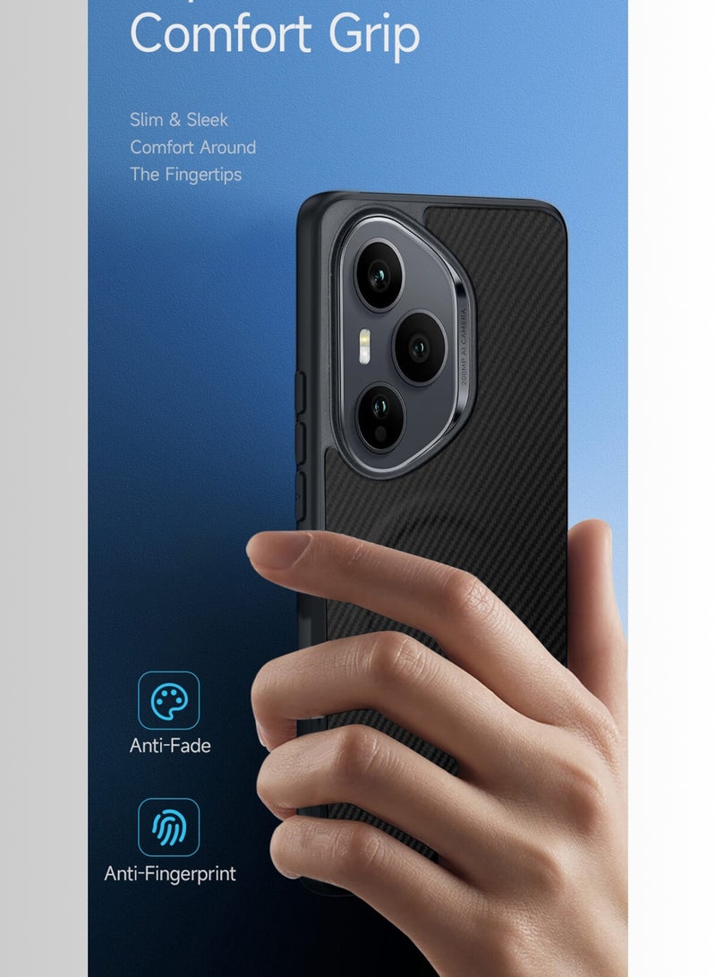 Wtech Honor 400 Pro 5G 2025 Soft Silicone Carbon Fiber Magsafe Protective Back Case Cover (MCFPSN) - Black - Image 2