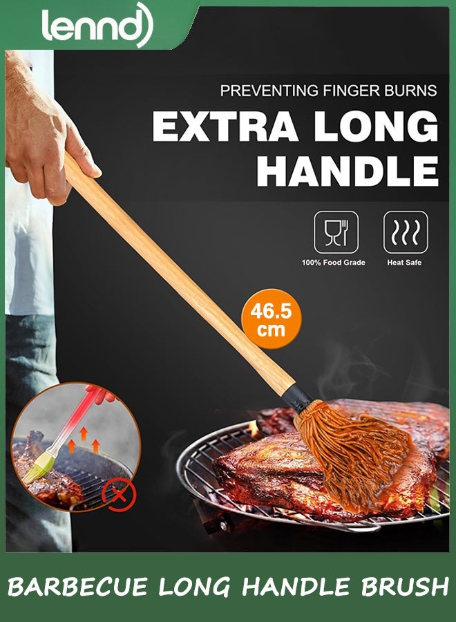 LENND 46.5 CM BBQ Sauce Basting Mops & Brushes for Roasting or Grilling, Apply Barbeque, Marinade or Glazing, Cotton Fiber Head and Hardwood Handle, Dish Mop Style, Perfect for Cooking or Cleaning - with 4 Extra Replacement Heads - Image 5