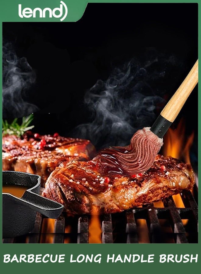 LENND 46.5 CM BBQ Sauce Basting Mops & Brushes for Roasting or Grilling, Apply Barbeque, Marinade or Glazing, Cotton Fiber Head and Hardwood Handle, Dish Mop Style, Perfect for Cooking or Cleaning - with 4 Extra Replacement Heads - Image 2