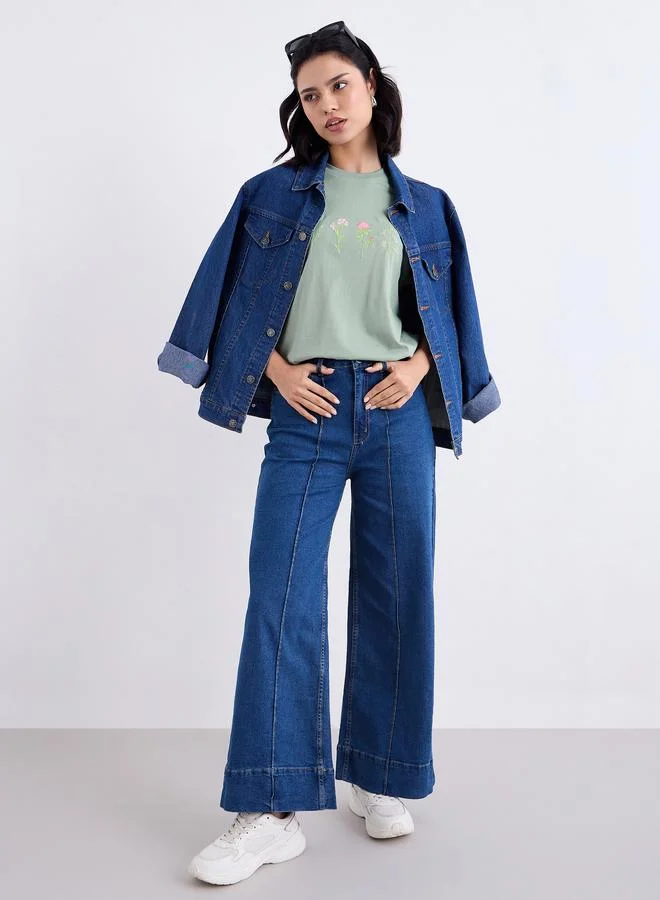 Styli Styli Women Green Embroidered Oversized T-Shirt