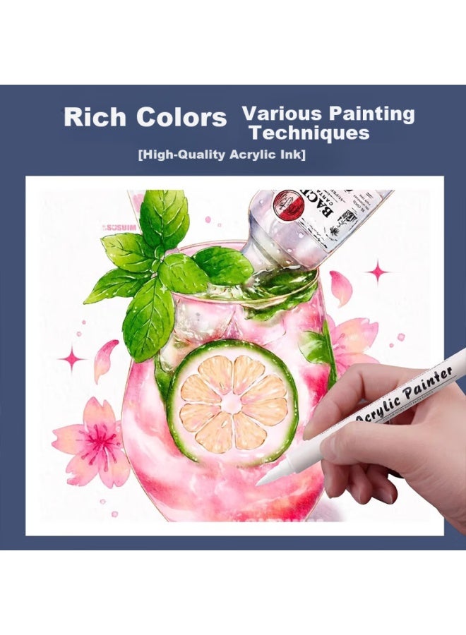 Jiamo Highlighter White Acrylic Double-head Marker Pen Drawing Highlight White Pen Waterproof Non-fading Student Sketch Brightening Special Pen Art Pearl Pen Highlighter 1 White 1 Gold 1 Silver - Image 3