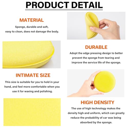 psler Car Wax Applicator Pad 24 PCS Foam Applicator Pads 4 Inch Round Polishing Sponge for Tire Shine Waxing Detailing Ultra Soft High Density Foam Pad for Car Polish Scratch Repair Wheel Dressing - Image 3