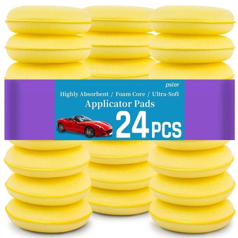 psler Car Wax Applicator Pad 24 PCS Foam Applicator Pads 4 Inch Round Polishing Sponge for Tire Shine Waxing Detailing Ultra Soft High Density Foam Pad for Car Polish Scratch Repair Wheel Dressing - Image 2
