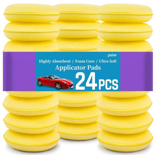 psler Car Wax Applicator Pad 24 PCS Foam Applicator Pads 4 Inch Round Polishing Sponge for Tire Shine Waxing Detailing Ultra Soft High Density Foam Pad for Car Polish Scratch Repair Wheel Dressing - Image 1