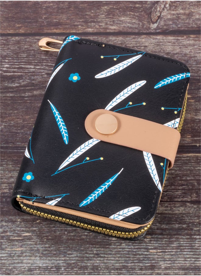 The Black Pearl Accessories Leather Flip Wallet & Card Holder with 6 Pockets and Zipped Pocket Black  - Image 1