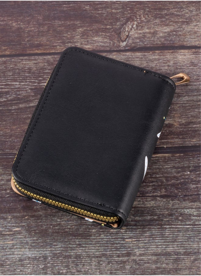 The Black Pearl Accessories Leather Flip Wallet & Card Holder with 6 Pockets and Zipped Pocket Black  - Image 2