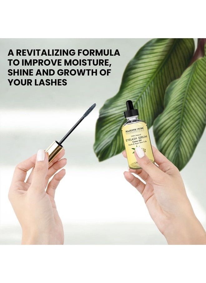 Majestic Pure - Castor Oil Eyelash Serum, Pure and Natural, Promotes Natural Eyebrows & Eyelash Growth, Free Set of Mascara Brush and Eyeliner Applicator - 1 fl oz - Image 1