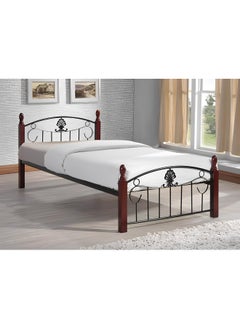 MOMENT Heavy Duty Single Wooden & Steel Bed, Simple Bedroom Metal Frame Wooden Legs Metal Bed [190 X 90Cm]  - Image 2