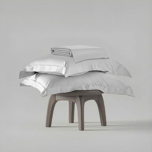 Stoa Paris Satin Bedsheet King Size with 2 Pillow Covers, 300TC Satin Premium Bedsheets King Size, White Bedsheet, Home Decor, Ultimate Comfort, 274 cm x 228 cm, Date Night - Vanilla White - Image 5