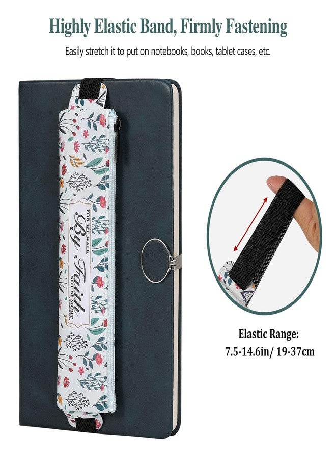 MoKo Elastic Pencil Case for Notebook, 4 Pieces PU Leather Pencil Case with Adjustable Elastic Band, Stationery Bag, Pen Holder for Planner, Journals, Book for Student, Girls, Gift, Colourful - Image 2