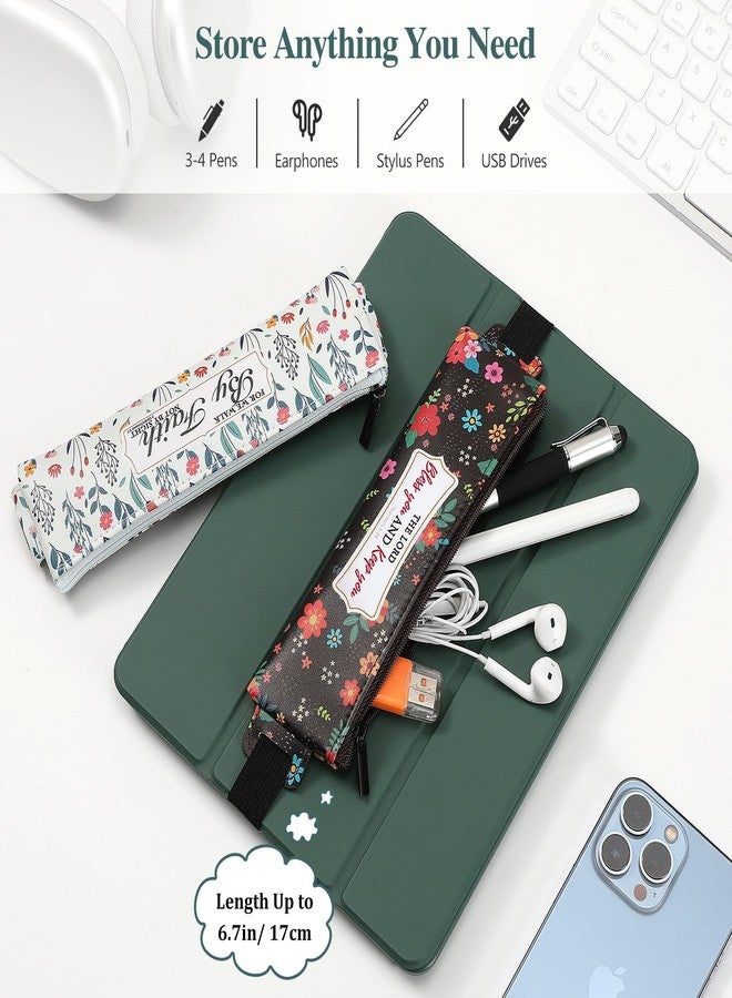 MoKo Elastic Pencil Case for Notebook, 4 Pieces PU Leather Pencil Case with Adjustable Elastic Band, Stationery Bag, Pen Holder for Planner, Journals, Book for Student, Girls, Gift, Colourful - Image 3
