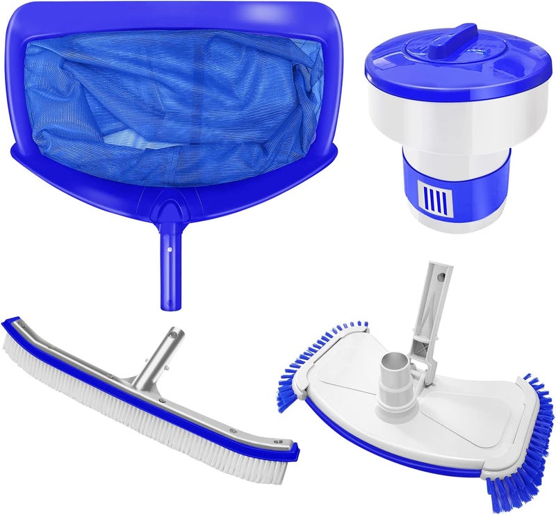 Aiper 4 in 1 Swimming Pool Cleaning Kit, Pool Brush, Pool Vacuum Head, Skimmer Leaf Net, Pool Dispenser, Perfect for Above-Ground/In-ground Pools, Fountains, Walls, Tiles & Floors (Pole NOT Included) - Image 1