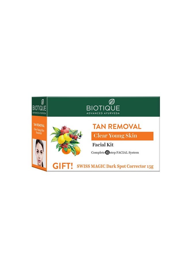 Biotique Tan Removal Clear Young Skin Facial Kit (Free With Swiss Magic Dark Spot Corrector)  - Image 1