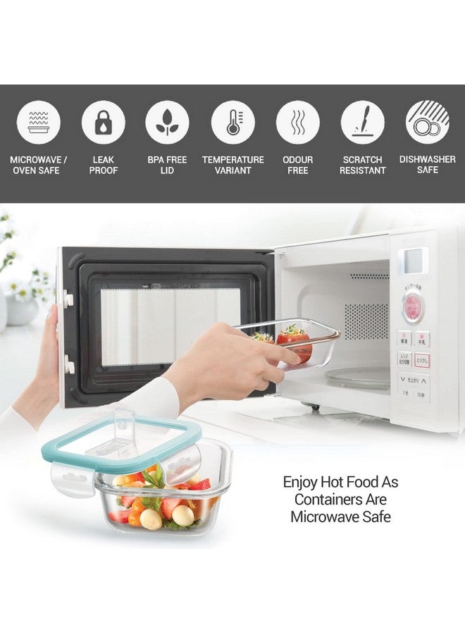 TREO تريو من ميلتون جميع طازج أومني زجاج تيفين مع حقيبة غداء مجموعة من 4 (حاويتين دائريتين، 400 مل لكل منهما؛ حاويتين مربعين، 320 مل لكل منهما) حاويات قابلة للاستخدام في الميكروويف ومضادة للتسرب، زجاج بوروسيليكات، رمادي مكتبي - Image 3