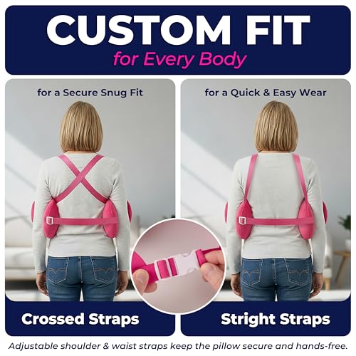 YESINDEED Post Mastectomy Pillow – Recovery Cushion with Strap, Shoulder Loops & Gel Pack – Soft Pink Support Pillow for Breast, Heart, C‑Section & Hysterectomy Recovery (Pink) - Image 5