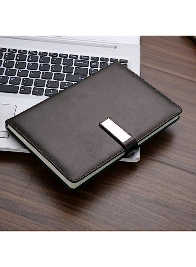 طقم هدايا فاخر 4 في 1 للرجال والنساء، دفتر طباعة جلدية لمكتب، حافظة بطاقات عمل، سلسلة مفاتيح فاخرة وقلم جاف مزين، هدايا قرطاسية. (أسود) - Image 4