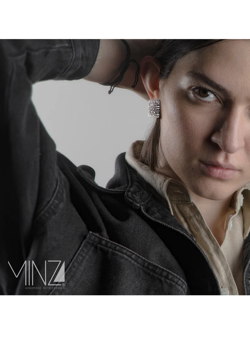 Minza  Minza ” Sahib Qiran ” Pure 925 Sterling Silver, Handmade Earring for Women, Stud Earring, 5.500 grams of Silver, Jewelry for Casual & Special Occasion for Women | Best Price UAE