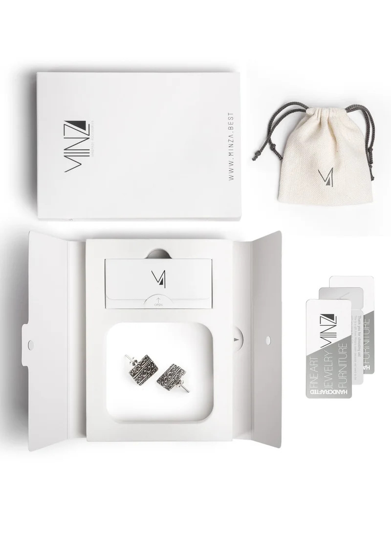 Minza  Minza ” Sahib Qiran ” Pure 925 Sterling Silver, Handmade Earring for Women, Stud Earring, 5.500 grams of Silver, Jewelry for Casual & Special Occasion for Women | Best Price UAE