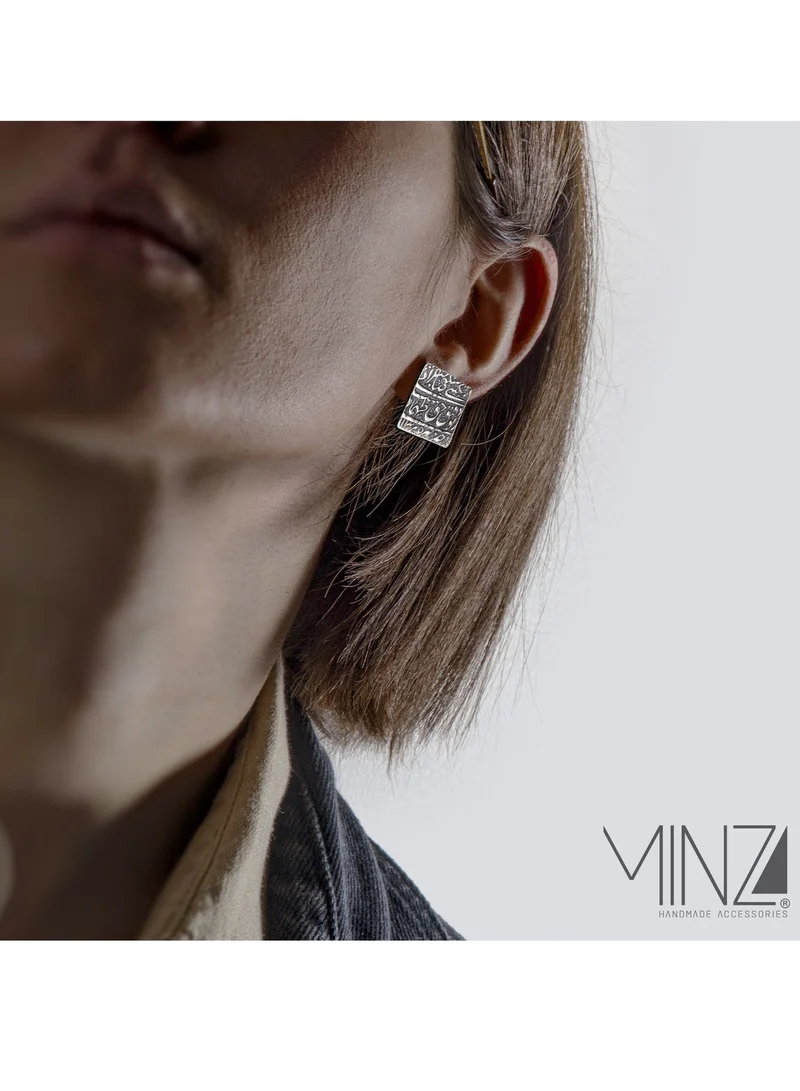 Minza  Minza ” Sahib Qiran ” Pure 925 Sterling Silver, Handmade Earring for Women, Stud Earring, 5.500 grams of Silver, Jewelry for Casual & Special Occasion for Women | Best Price UAE