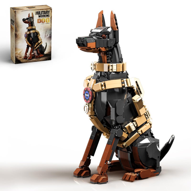ZONECYTD Police Dog Building Set for Adults Animal Doberman with Vest Badge Collectible Model for Boys Grils 14 - Image 3