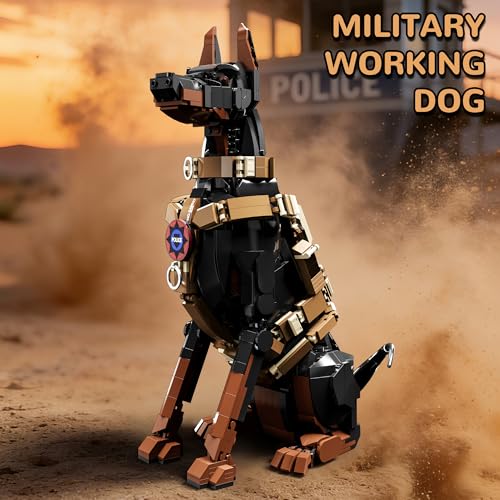 ZONECYTD Police Dog Building Set for Adults Animal Doberman with Vest Badge Collectible Model for Boys Grils 14 - Image 5