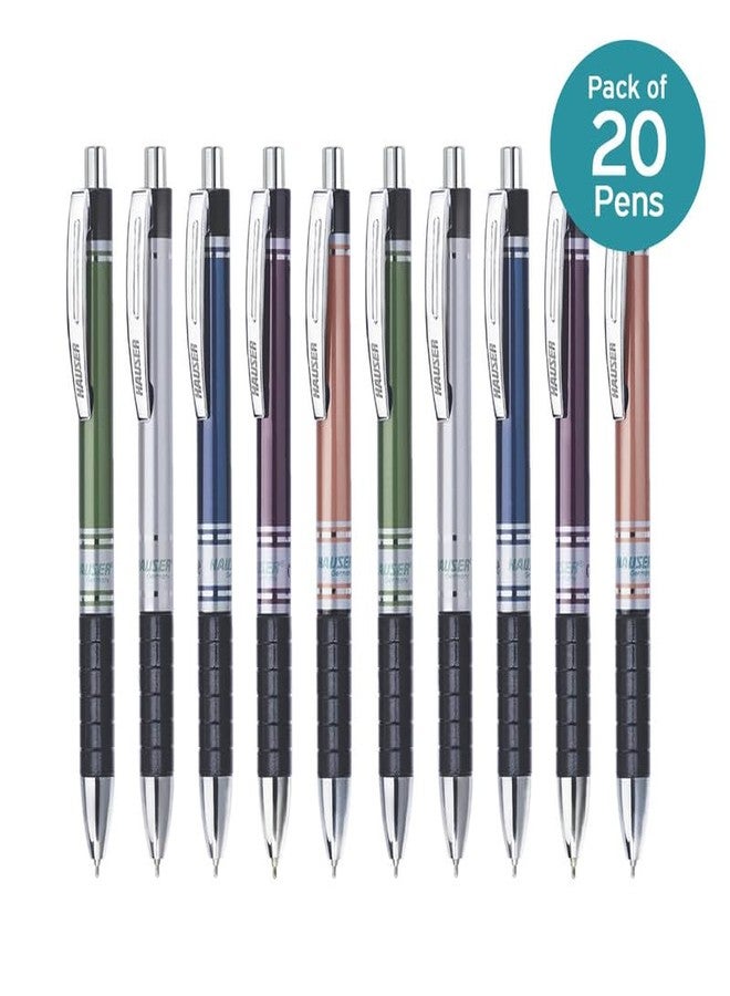 Hauser Cyclone Retractable Ball Pen Wallet | 0.7 mm Tip Size | Metallic Foil Body | Comfortable Grip With Smudge Free Writing | Refillable Ball Pen | Blue Ink, Set Of 10 Ball Pen x Of 2 - Image 2