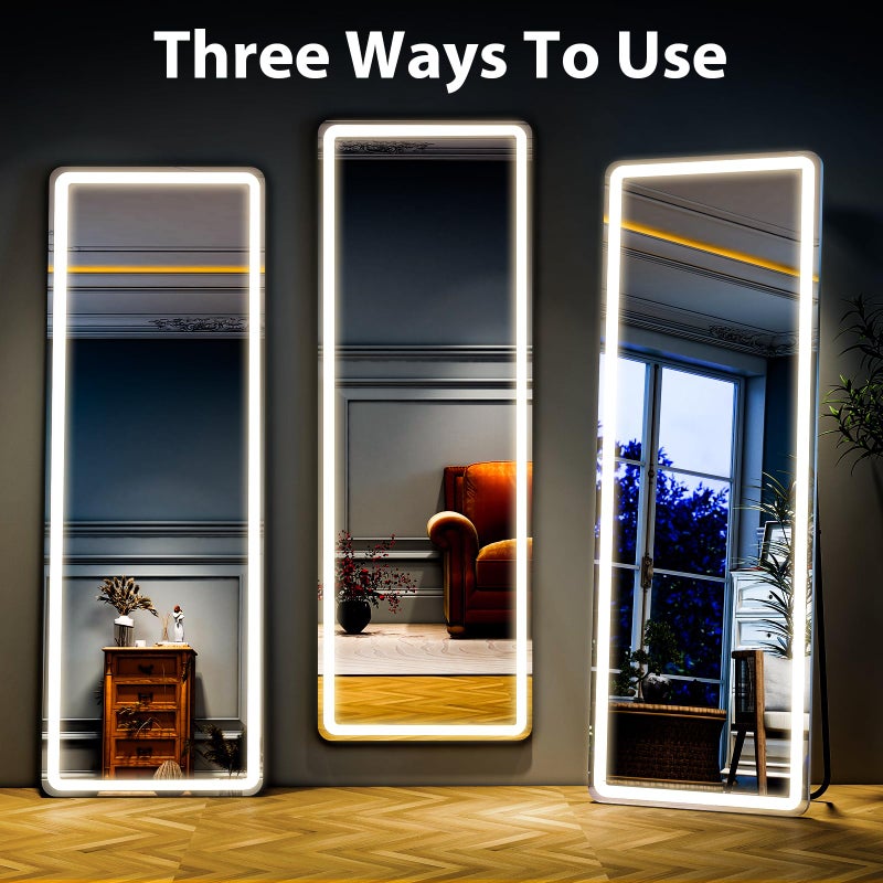 WISSMIELS Full Length Mirror with LED Lights, LED Mirrors Full Length Floor Mirror Full Body Mirror for Bedroom Wall Mounted Free Standing - Image 5