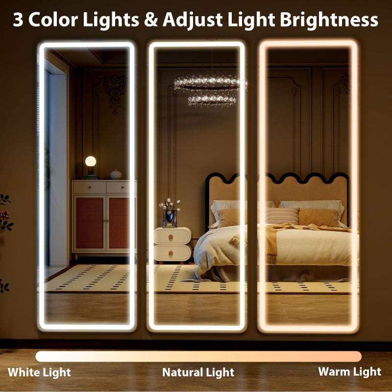 WISSMIELS Full Length Mirror with LED Lights, LED Mirrors Full Length Floor Mirror Full Body Mirror for Bedroom Wall Mounted Free Standing - Image 4