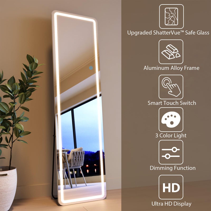 WISSMIELS Full Length Mirror with LED Lights, LED Mirrors Full Length Floor Mirror Full Body Mirror for Bedroom Wall Mounted Free Standing - Image 3