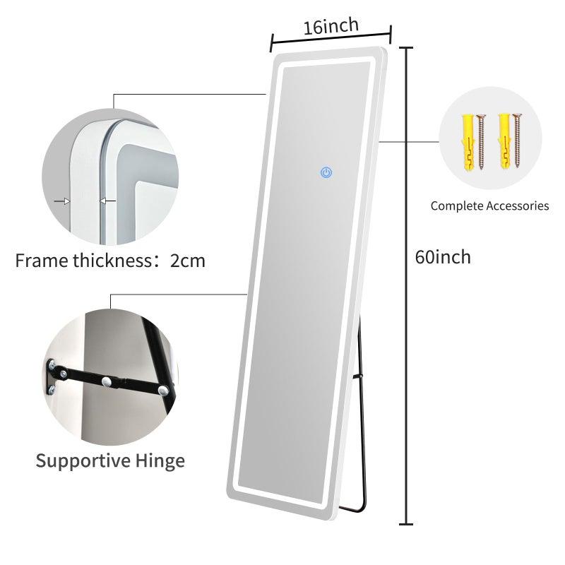 WISSMIELS Full Length Mirror with LED Lights, LED Mirrors Full Length Floor Mirror Full Body Mirror for Bedroom Wall Mounted Free Standing - Image 2