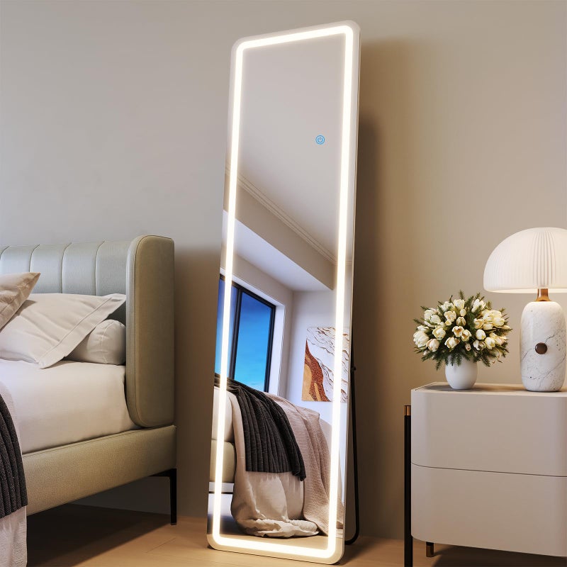 WISSMIELS Full Length Mirror with LED Lights, LED Mirrors Full Length Floor Mirror Full Body Mirror for Bedroom Wall Mounted Free Standing - Image 1
