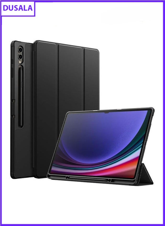 DUSALA Protective Case for Samsung Galaxy Tab Tab S6 Lite 10.4 Inch – Tri-Fold Stand, Soft TPU Back, S Pen Holder & Charging Support Auto Wake/Sleep(Black) - Image 1