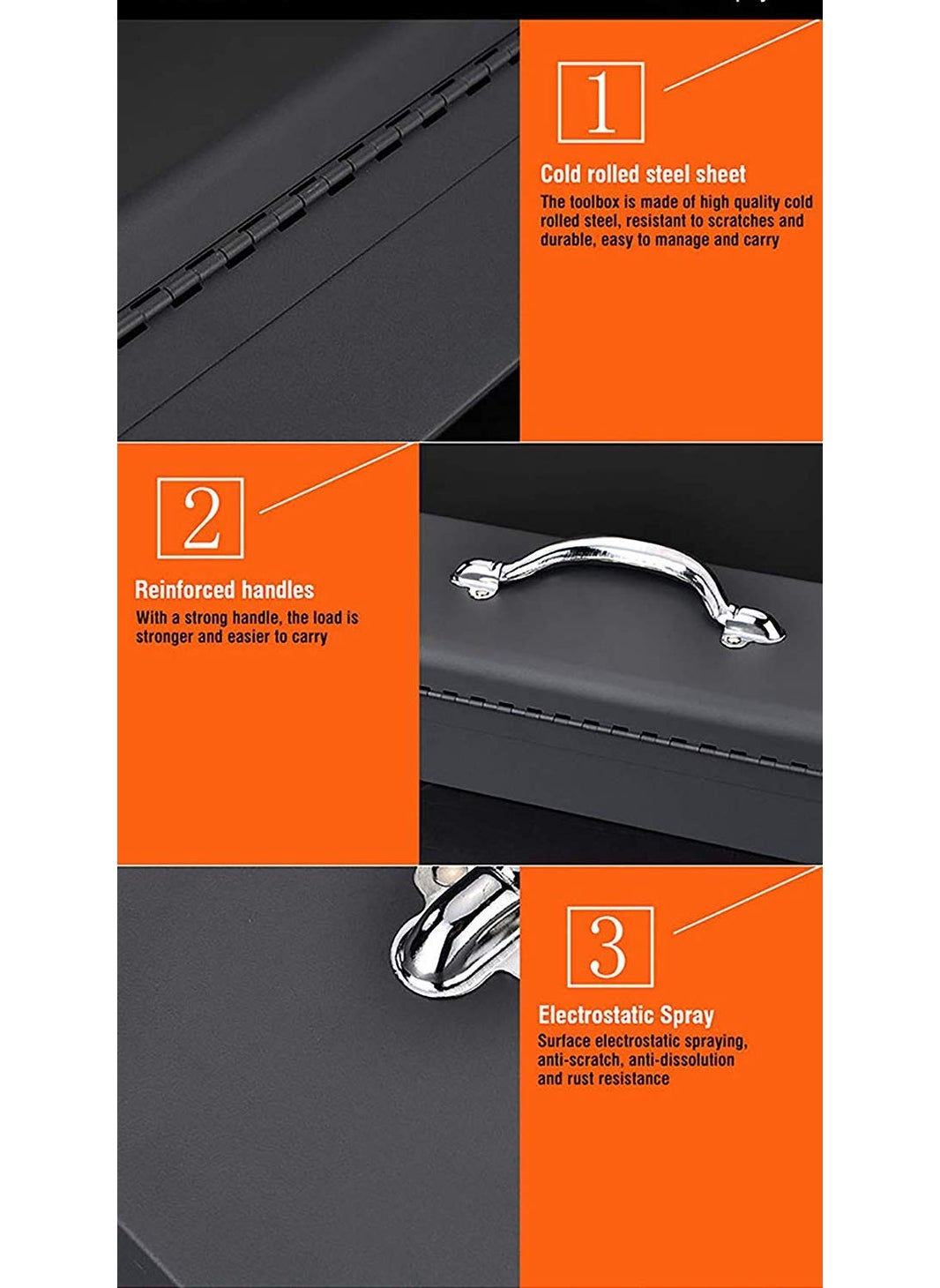 Harden Harden Professional Compact Size Tools Set Box 355 x 155 X 9 cm with Reinforced Handles HeavyDuty Metal Latch 520101  - Image 4
