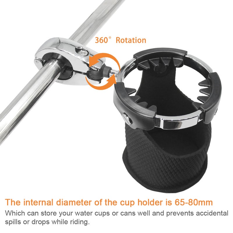 Motorcycle Cup Holder Beverage Drink Can Handlebar Mount 360° Rotation Universal Water Bottle Holder for Motorcycle ATV UTV Kayak Marine Boat 7/8in to 1 1/4in Handlebar - Image 5