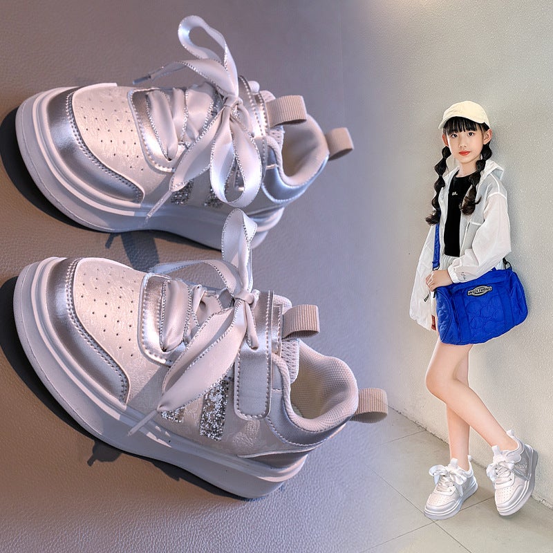 Women'S Shoes Sneaker Autumn Children'S Leather Breathable Board Shoes Girls Fashion Tide Shoes Big Children - Image 4