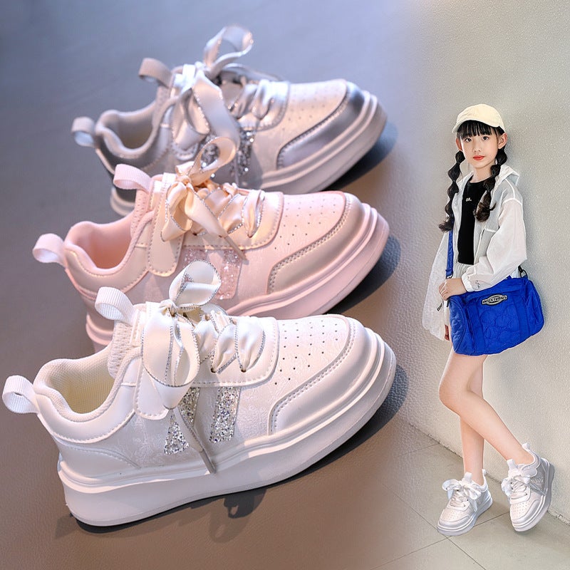 Women'S Shoes Sneaker Autumn Children'S Leather Breathable Board Shoes Girls Fashion Tide Shoes Big Children - Image 2