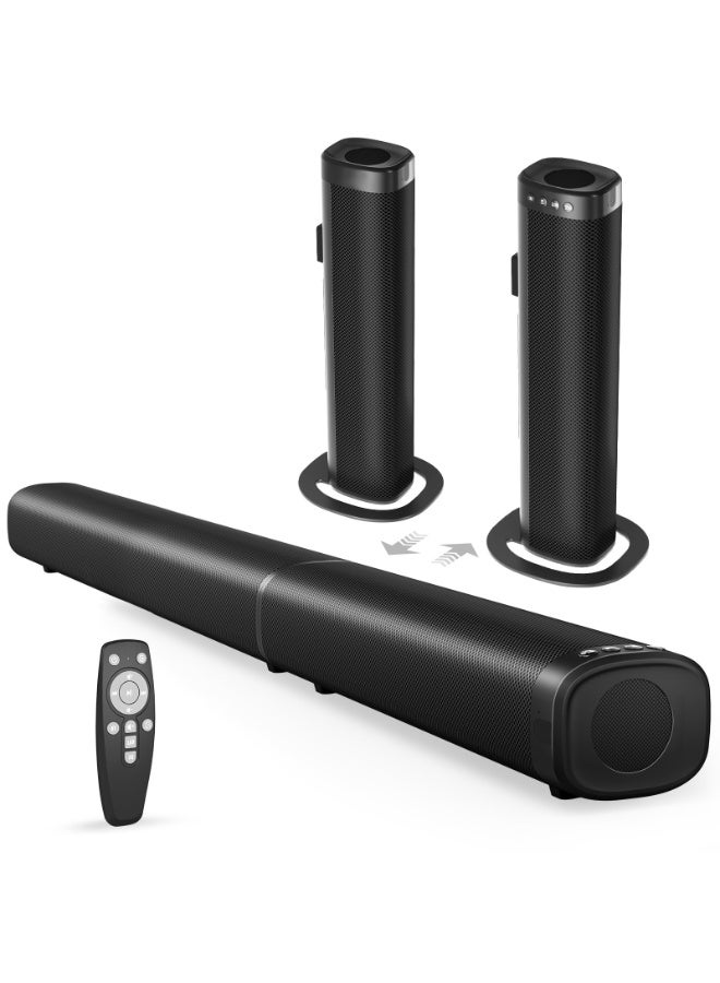 Sound Bar, 100W Sound Bar for Smart TV, Bluetooth 5.3 Soundbar, 2 in 1 Detachable Home Speaker Bass Effect, Home Theater Surround Sound, ARC/Optical/AUX/USB Connections, for TV/PC/Projectors