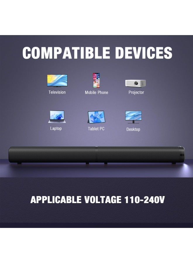 والالا شريط صوت، شريط صوت 100 واط للتلفزيون الذكي، شريط صوت بلوتوث 5.3، مكبر صوت منزلي قابل للفصل 2 في 1 مع تأثير جهير، صوت محيطي للسينما المنزلية، وصلات ARC/بصرية/AUX/USB، للتلفزيون/الكمبيوتر/أجهزة العرض - Image 5