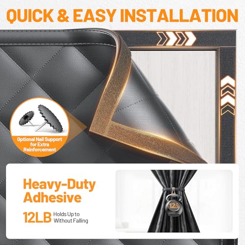 Sjuznng Magnetic Insulated Door Curtain Fits 36"x82" Doors - Thermal Door Cover for Winter with Clear Window, Window Insulation Kit & Doors Draft Stopper to Keep Cold Air Out for Front Doorway Home - Black - Image 4