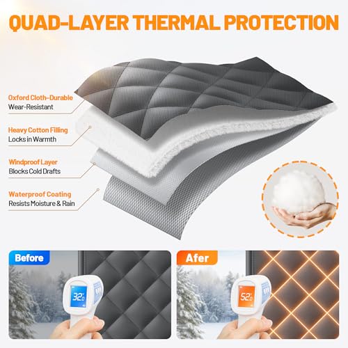 Sjuznng Magnetic Insulated Door Curtain Fits 36"x82" Doors - Thermal Door Cover for Winter with Clear Window, Window Insulation Kit & Doors Draft Stopper to Keep Cold Air Out for Front Doorway Home - Black - Image 5