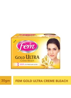 fem Fairness (Gold Ultra) Crème Bleach - 30G | Advanced Parlour Like Glow System | Removes Tan, Brightens Skin & Gives Radiant Complexion | For All Skin Types | No Added Ammonia  - Image 2